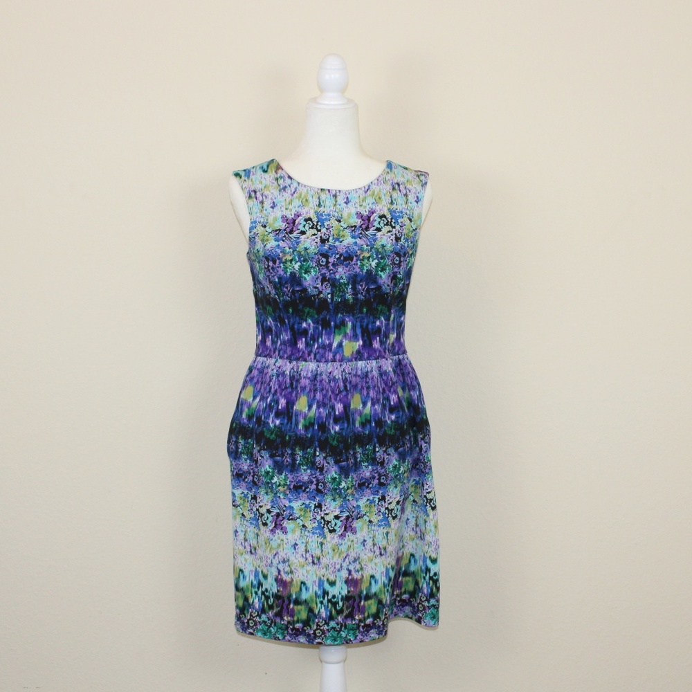 Cynthia Rowley Water Color Sleeveless Sheath Dress